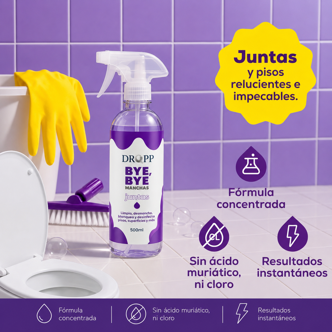 Bye Bye Manchas | Limpiador de Juntas que disuelve el hongo en minutos.